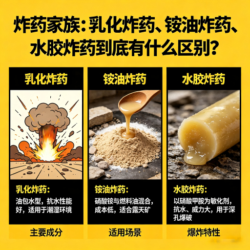 鞍山炸药家族：乳化炸药、铵油炸药、水胶炸药到底有什么区别？